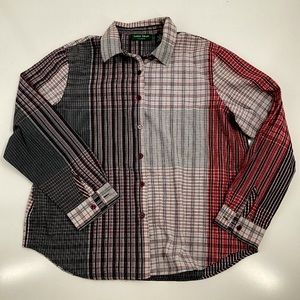 Lemon Grass Studio Western Button Down Shirt Womens Size XL Plaid Checks